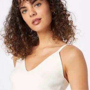 White Ribbed Knit Crop Top